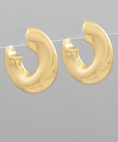 Curved Chunky Metal Open Hoops