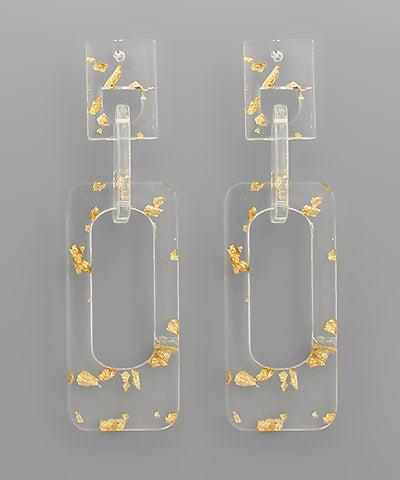 Acrylic Flake Rectangle Dangle Earrings