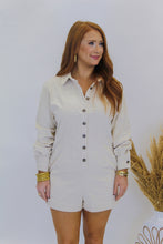 Load image into Gallery viewer, Take Forever Corduroy Button Romper- Cream
