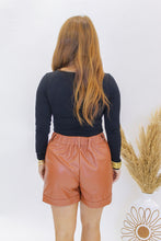 Load image into Gallery viewer, Sophisticated Faux Leather Shorts- Camel
