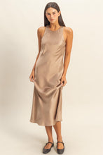 Load image into Gallery viewer, Destiney Satin Midi Dress- Taupe
