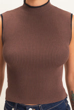 Load image into Gallery viewer, Claire Ribbed Mock Neck Top-Brown
