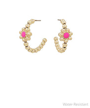 Load image into Gallery viewer, Flower Epoxy Accent CCB Hoops
