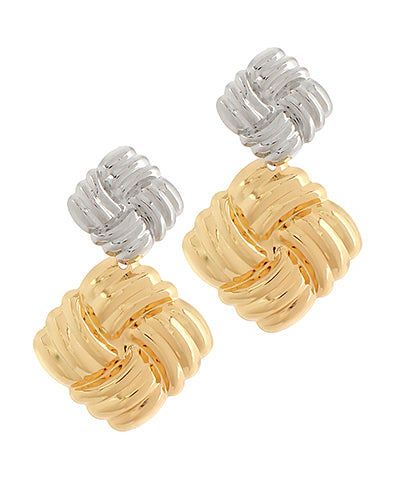 Square Twotone Dangle Earrings