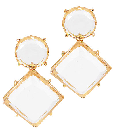 Round & Square Resin Drop Earrings