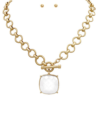 Big Stone Pendant Necklace Set