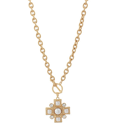 Cross Dome Shape Pearl Necklace