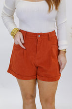 Load image into Gallery viewer, Bring In Corduroy Shorts- Brick
