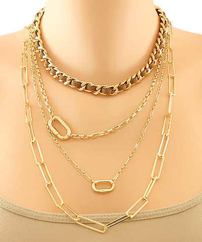 Leather Wrapped Chain Layer Choker