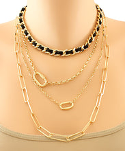 Load image into Gallery viewer, Leather Wrapped Chain Layer Choker
