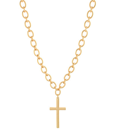 Cross & Oval Chain Necklace