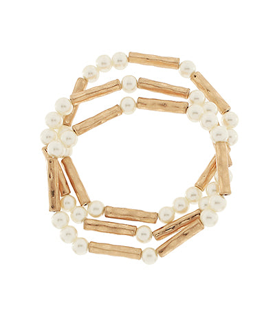 Metal &Pearl Bead Bracelet