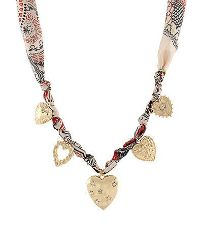 Heart Charm Scarf Necklace