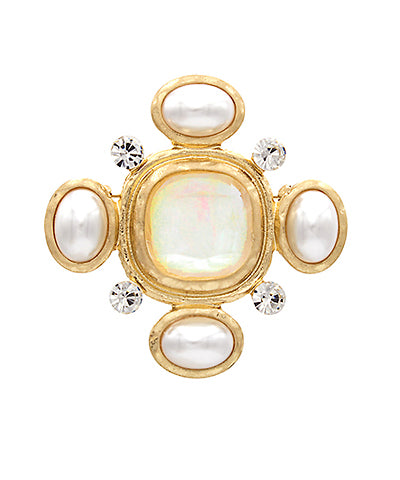 Antique Gold Pearl Accent Brooch