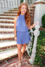Load image into Gallery viewer, Madi Knit Sleeveless Halter Romper-Blue

