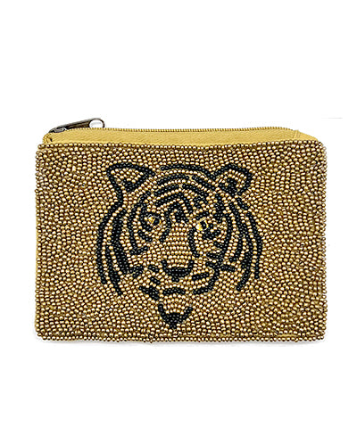 Tiger Beaded Coin Pouch