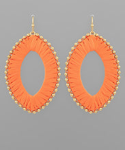 Load image into Gallery viewer, Wrapped Raffia Oval &amp; Beads Earrings
