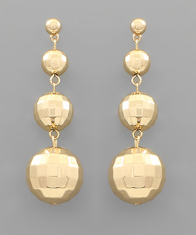 Triple Disco Ball Drop Earrings