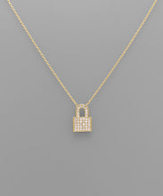 Load image into Gallery viewer, CZ Lock Necklace
