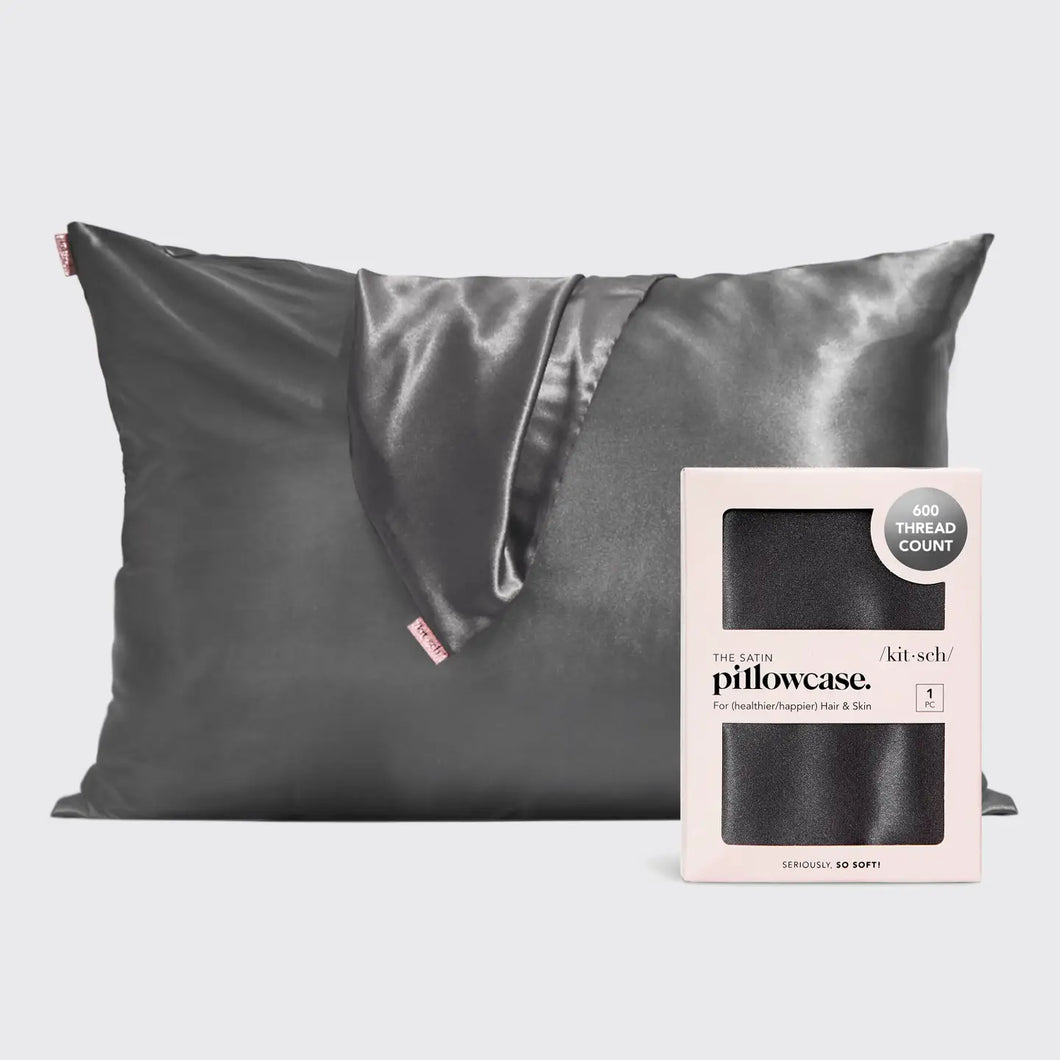 Kitsch  Satin Pillowcase - Charcoal