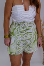Load image into Gallery viewer, Pistachio Printed Belted Shorts

