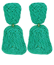 Load image into Gallery viewer, Wrapped Raffia 2 Trapezoid Earrings
