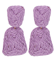 Load image into Gallery viewer, Wrapped Raffia 2 Trapezoid Earrings
