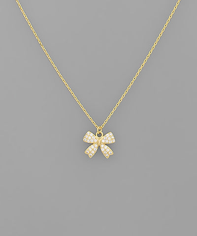 Pave Ribbon Pendant Necklace