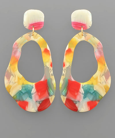 Wavy Oval Shape Acrylic Earrings