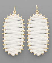 Load image into Gallery viewer, Trimmed Raffia Long Hexagon Earrings
