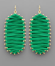 Load image into Gallery viewer, Trimmed Raffia Long Hexagon Earrings
