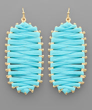 Load image into Gallery viewer, Trimmed Raffia Long Hexagon Earrings

