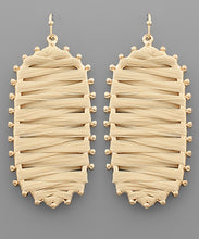 Load image into Gallery viewer, Trimmed Raffia Long Hexagon Earrings

