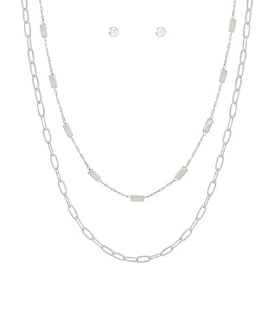 2 Row CCB Paper Clip Chain Necklace