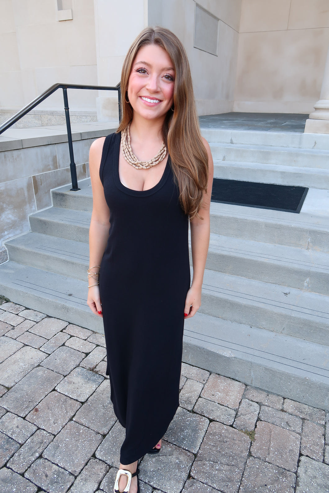 Liza Casual Midi Dress- Black