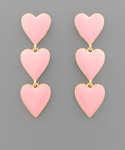 Load image into Gallery viewer, Epoxy Triple Heart Drop Earrings
