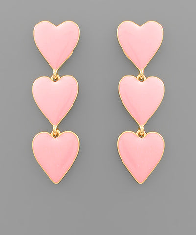 Epoxy Triple Heart Drop Earrings