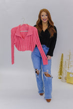 Load image into Gallery viewer, Gimmie More Collared Crop Sweater- Rose
