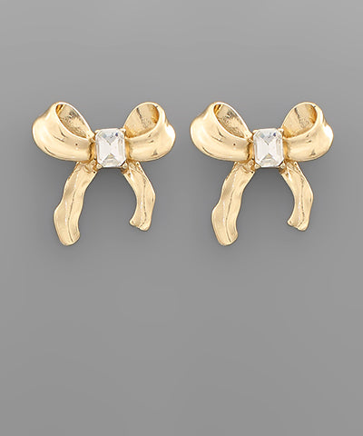 Textured Ribbon & Glass Earrings