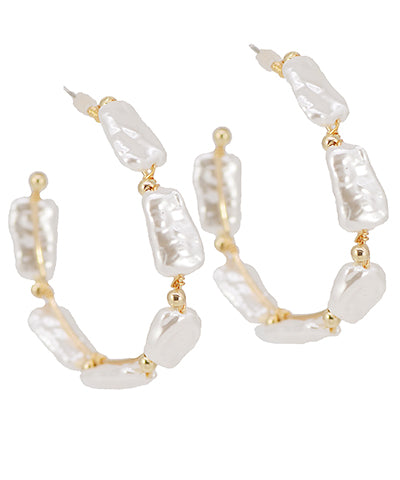 Hammered Pearl Hoops