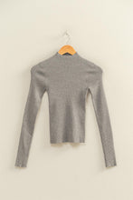 Load image into Gallery viewer, Karli Ribbed Mock Neck Top-Gray
