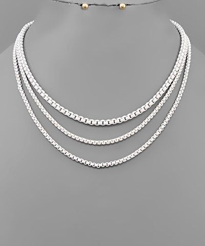 Color Box Chain Layered Necklace