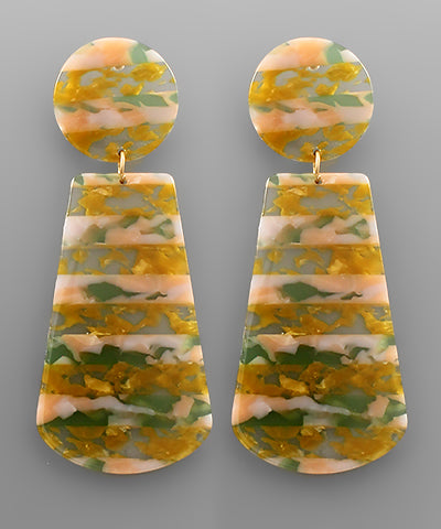 Acrylic Disk & Trapezoid Earrings