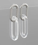 Load image into Gallery viewer, Lucite &amp; Metal Oval Link Earrings
