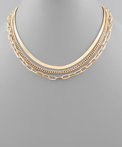 Link & Snake Chain Layered Necklace