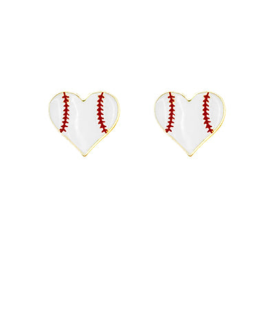 Heart Baseball Earring