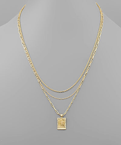 Layered Sunburst Rectangular Necklace
