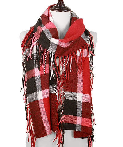 Plaid & Fringe Scarf