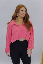 Load image into Gallery viewer, Gimmie More Collared Crop Sweater- Rose
