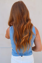 Load image into Gallery viewer, Panama Cowl Neck Crepe Top-Blue
